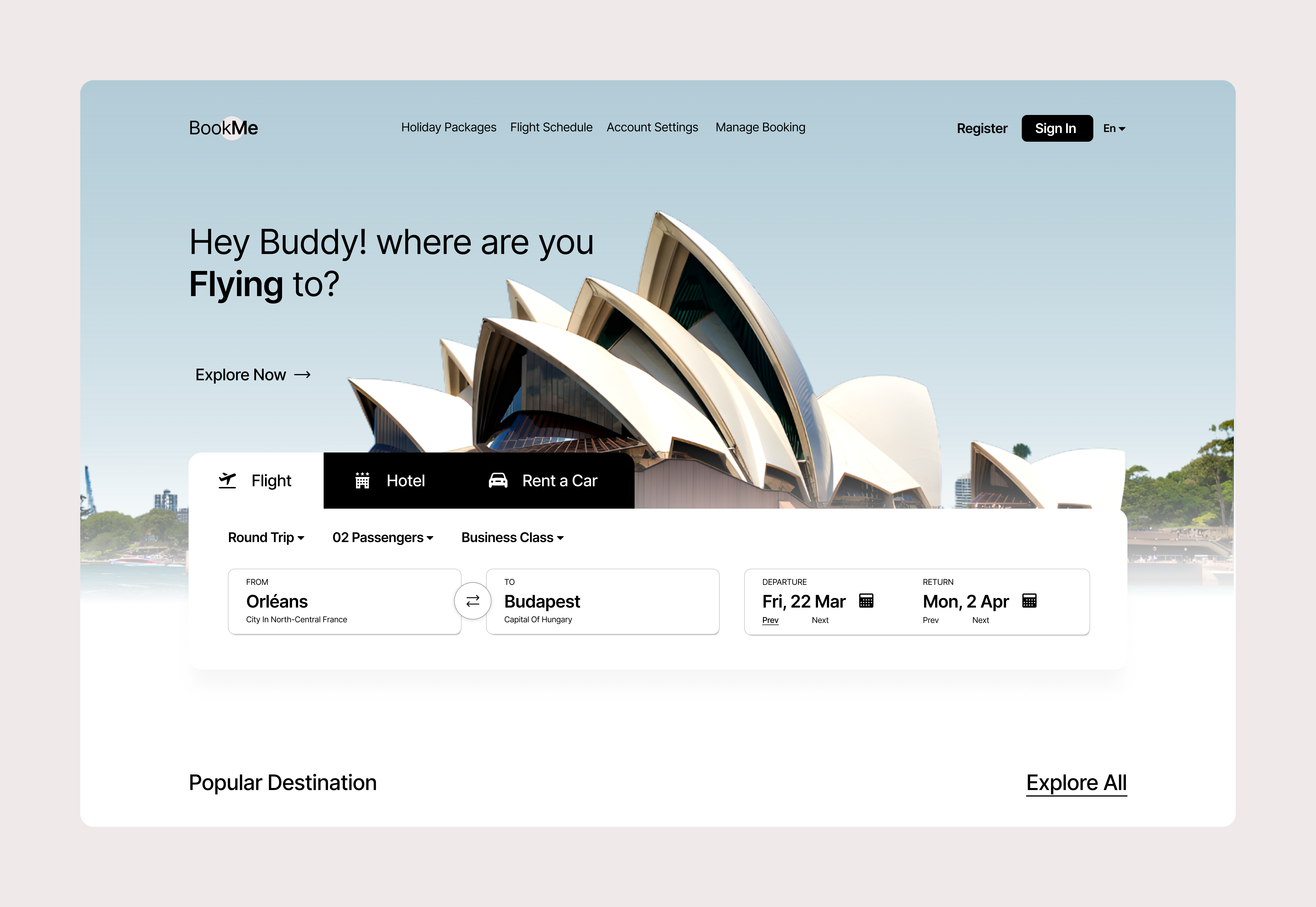 Example of Book Me | Travel Booking UI Design