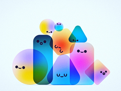 Geometric Family 💖 characters cute family figbruary figma geometric gradients mountain noisy shapes stack