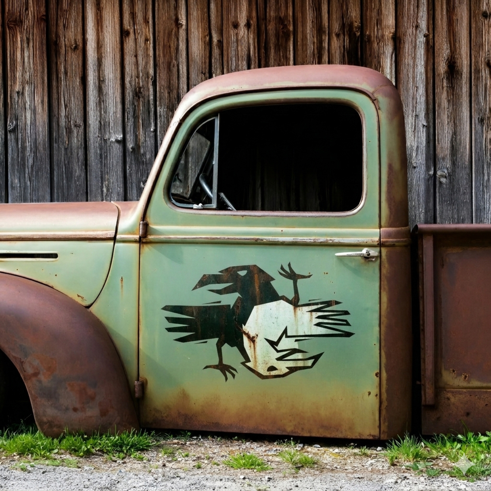 Two intertwined crows in the yin-yang symbol