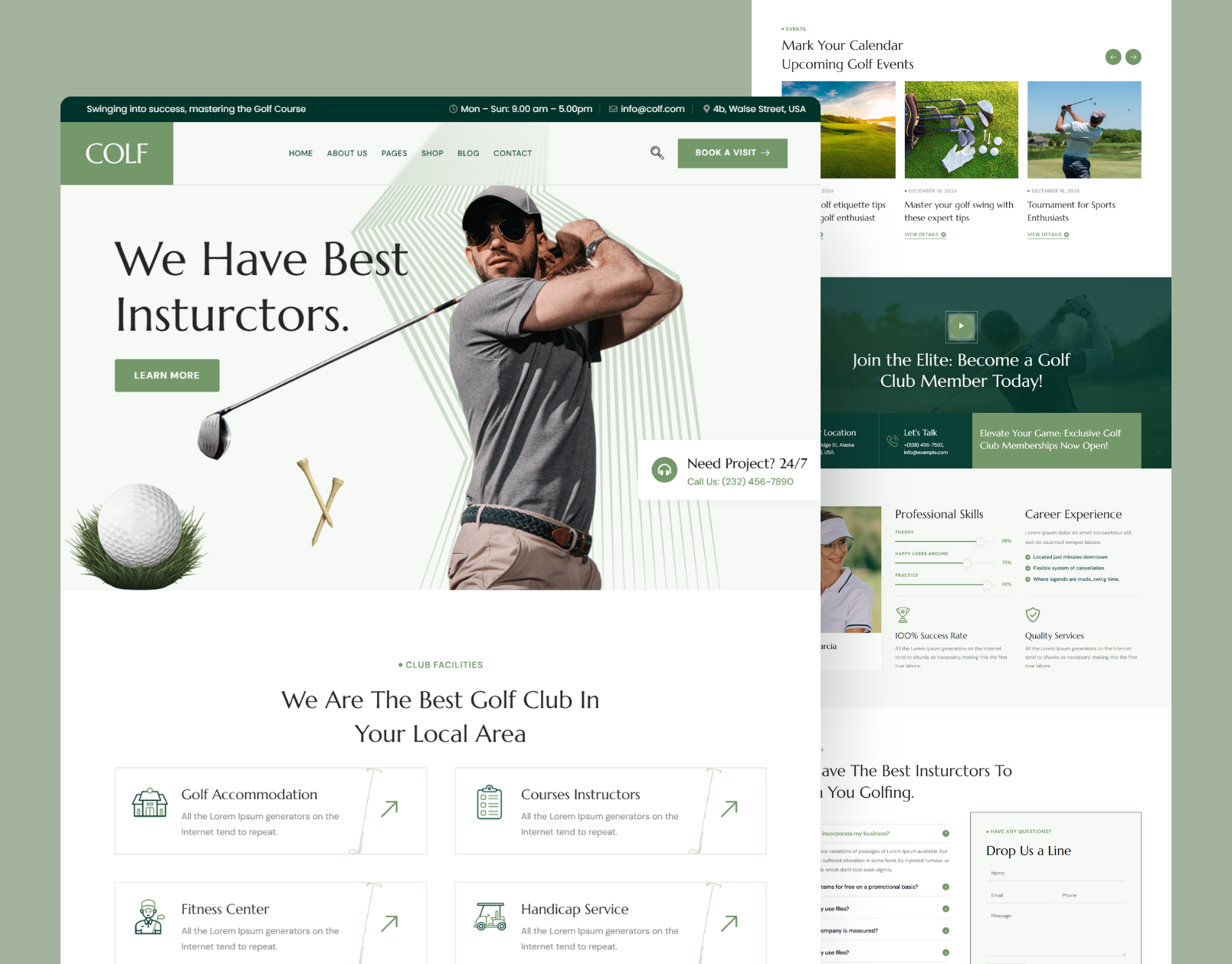 Golf Landing Page UX/UI Design | WordPress Website