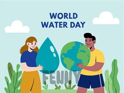 Graphic Illustration to Celebrate World Water Day awareness campaign celebration day drinking earth ecofriendly environment event global globe green nature planet preservation sustainability water watering world worldwide