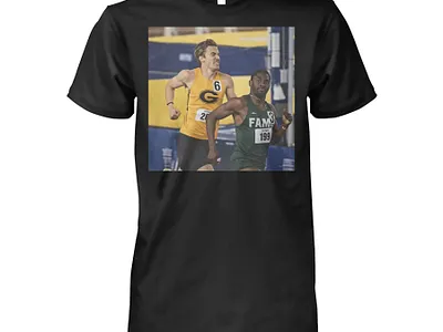 The 10-Second Head Start Shirt apparel design collegiate style color theory creative process graphic design minimalist design sports photography streetwear trends textile design track and field typography visual storytelling