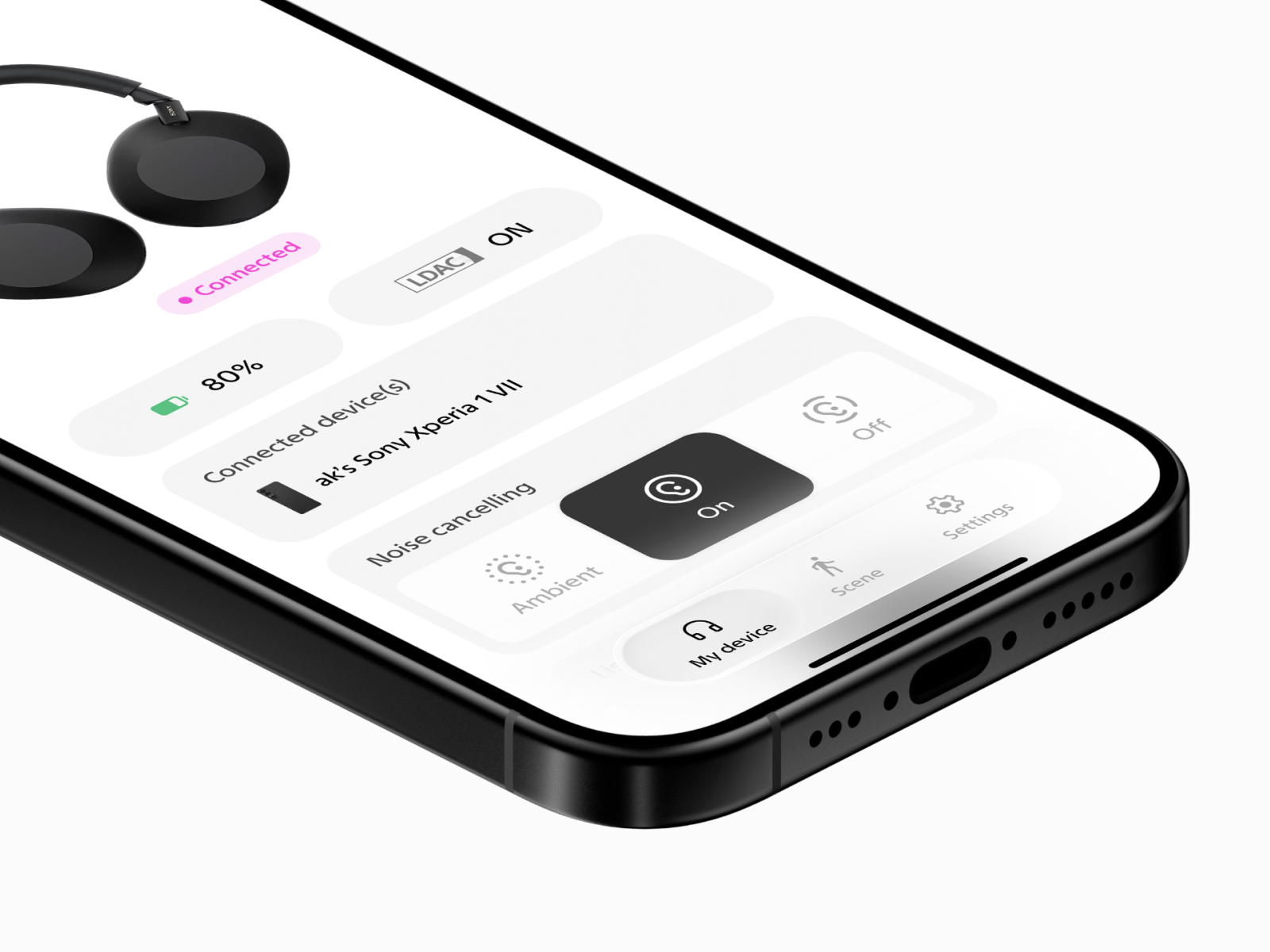 Headset App Concept app audio designer figma samsung sony sound ui uiux ux