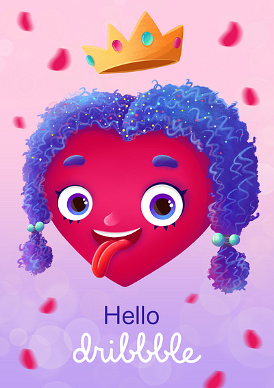 Hello Dribbble! character design childrenillustration firstart game design heart hello dribbble illustration st. valentines day sweetheart