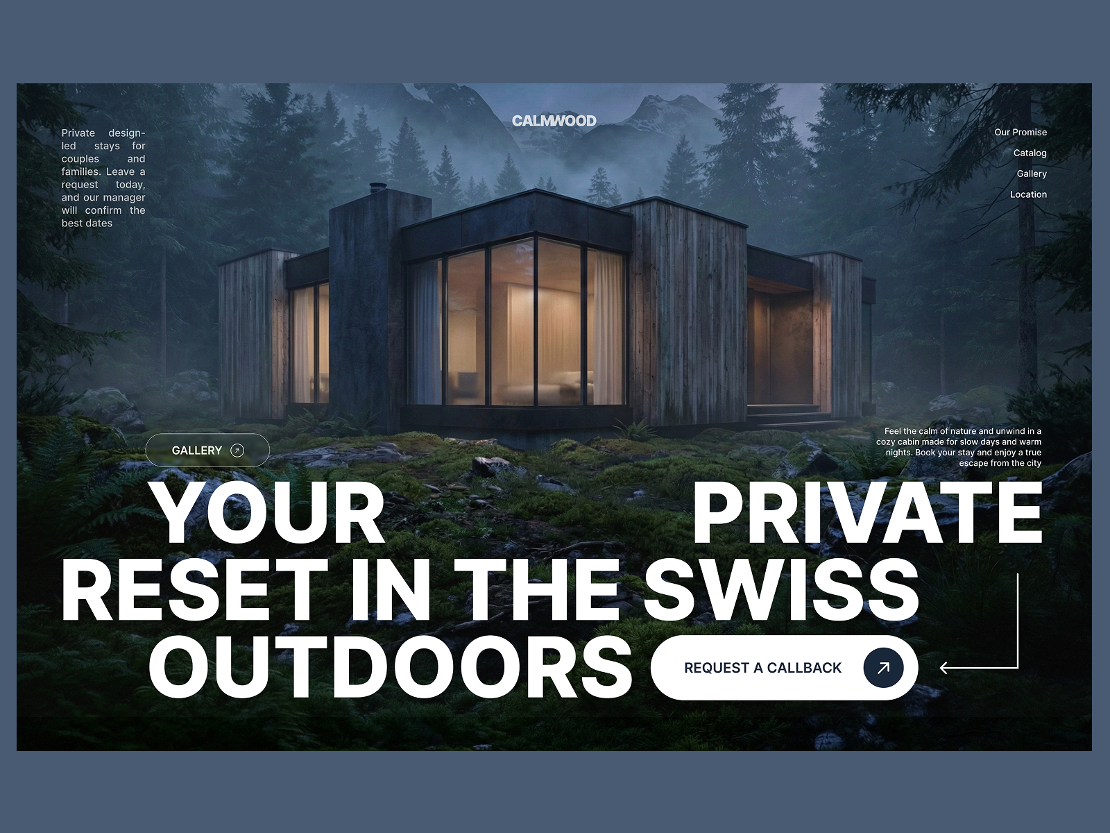Private Reset in the Swiss Outdoors - Landing page design