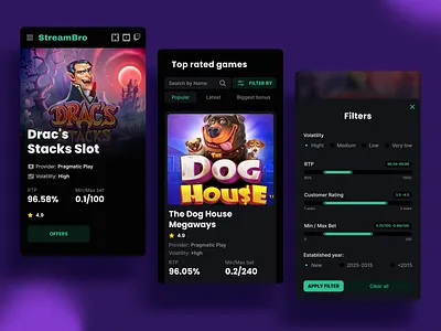 Streamer Personal Mobile UI dark mode darkui game design gaming website livestreaming mobile mobile design personalwebsite streaming visualdesign website