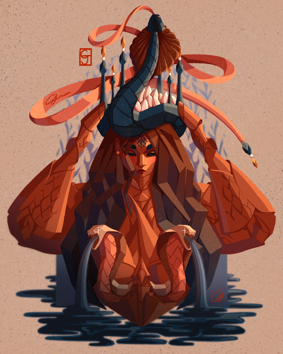 Crown animal illustration contemporary illustration crown design digital art digital illustration editorial illustration environmental illustration female figure illustration illustration mythical illustration nature procreate sculptural illustration snake stylised art surreal art woman