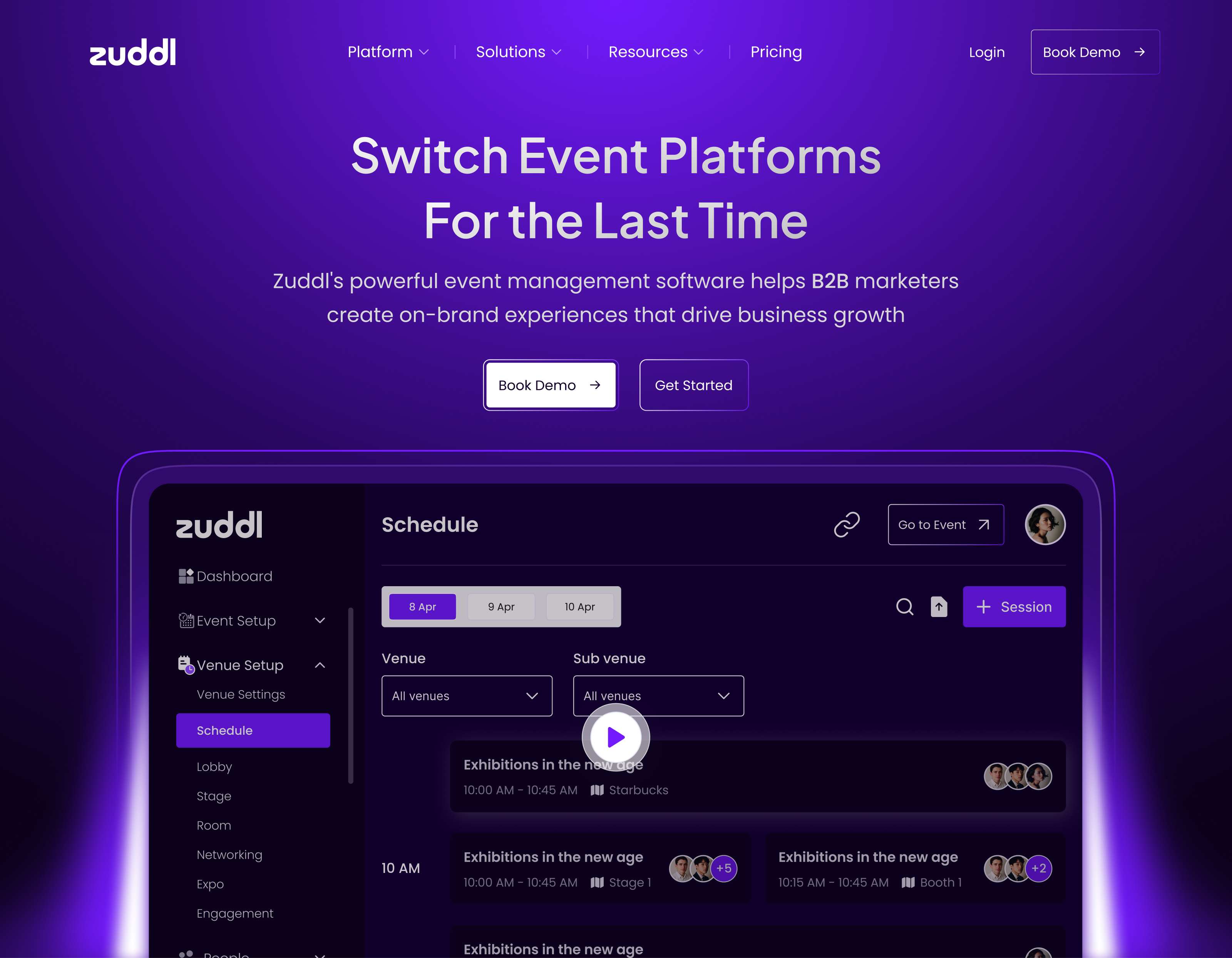 Zuddl - SaaS Landing Page b2b dashboard finance hero section landing page marketing saas ui ux website