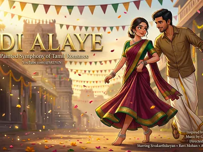 Adi Alaye - Concept Poster Design - SRDS aesthetic artdirection cinematic conceptart creative cultural digitalart dramatic festival filmstyle goldenhour illustration kollywood painting poster romance storytelling tamil typography visualdesign