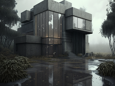 Dystopian Brutalism architecture design graphic design illustration
