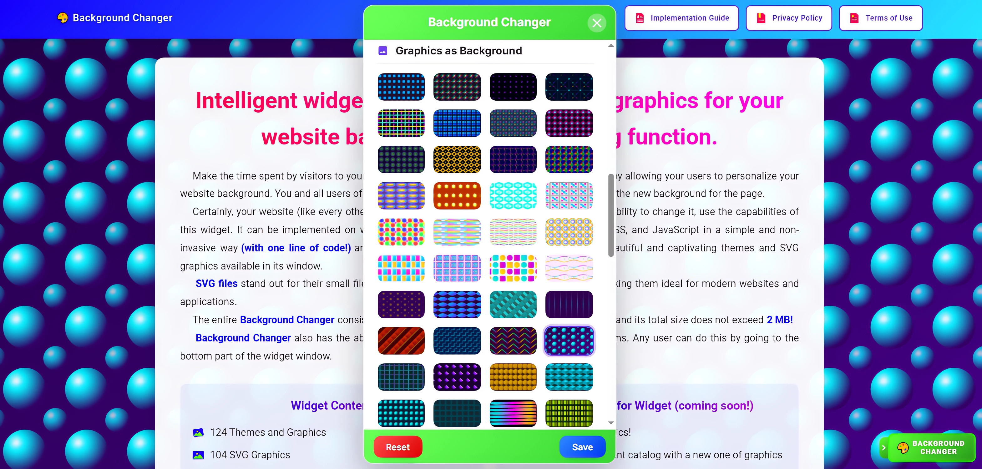 Example of Background Personalization Widget Opt.1