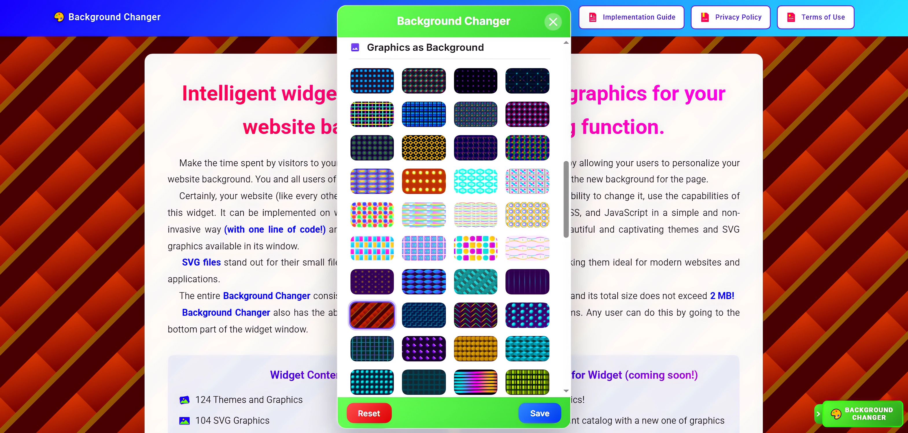 Example of Background Personalization Widget Opt.1