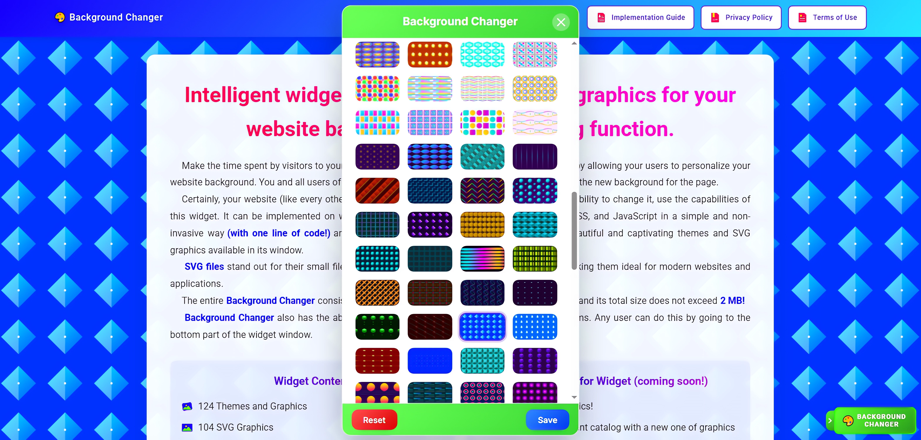 Example of Background Personalization Widget Opt.1