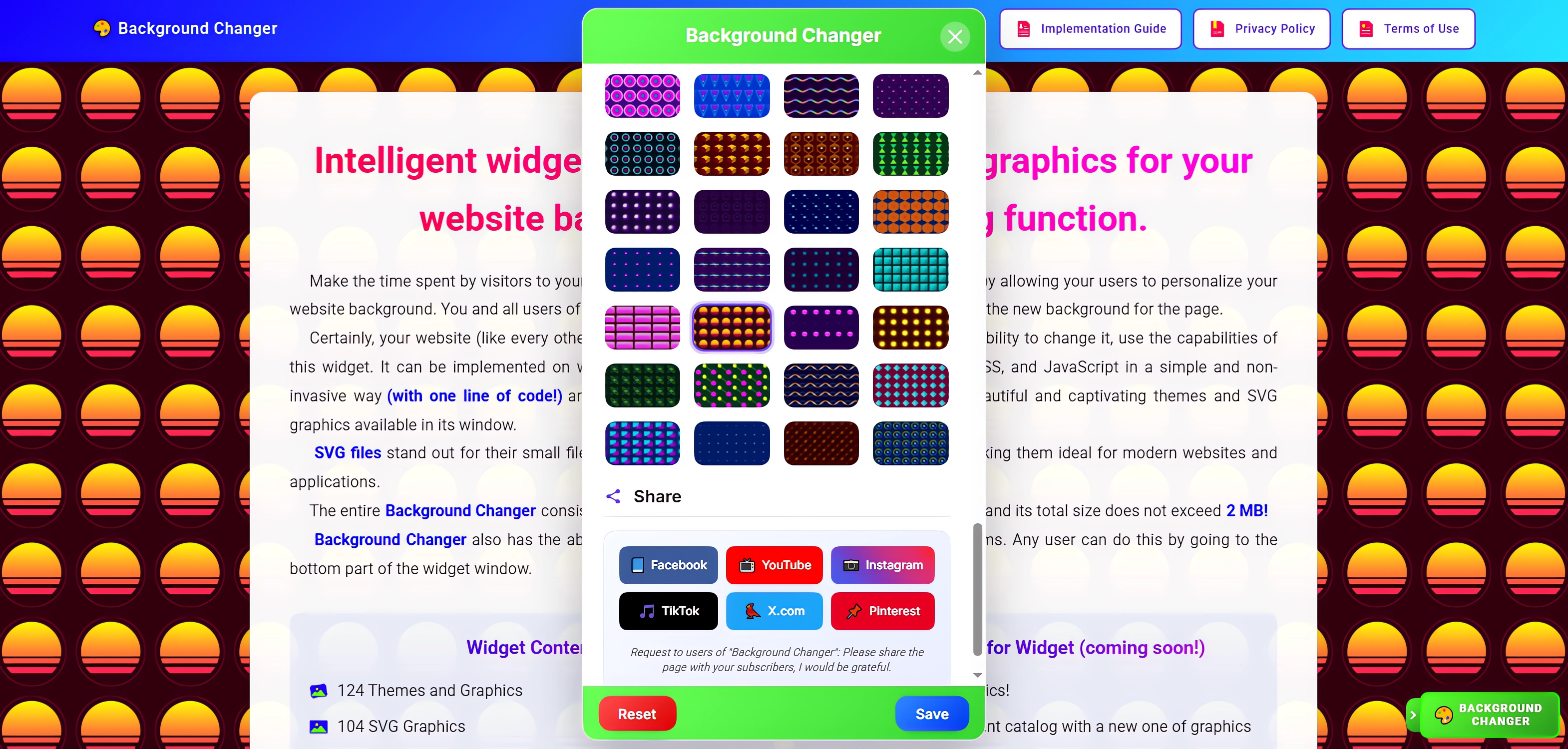 Example of Background Personalization Widget Opt.1