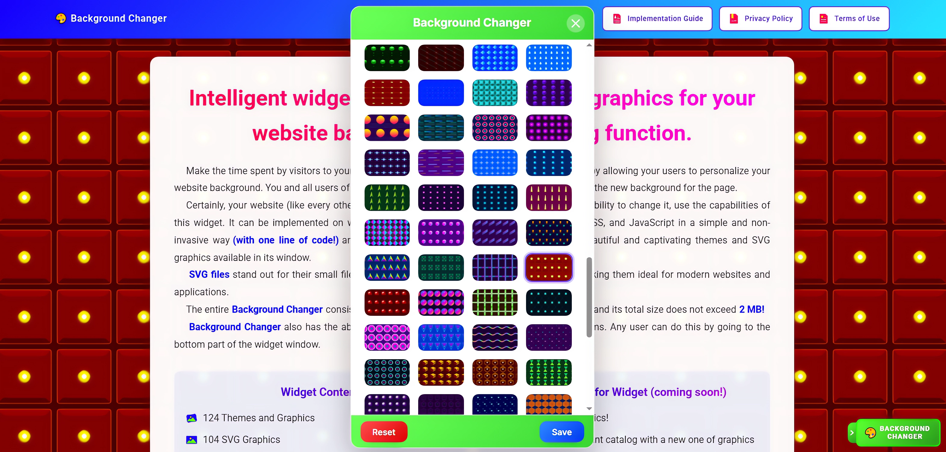 Example of Background Personalization Widget Opt.1