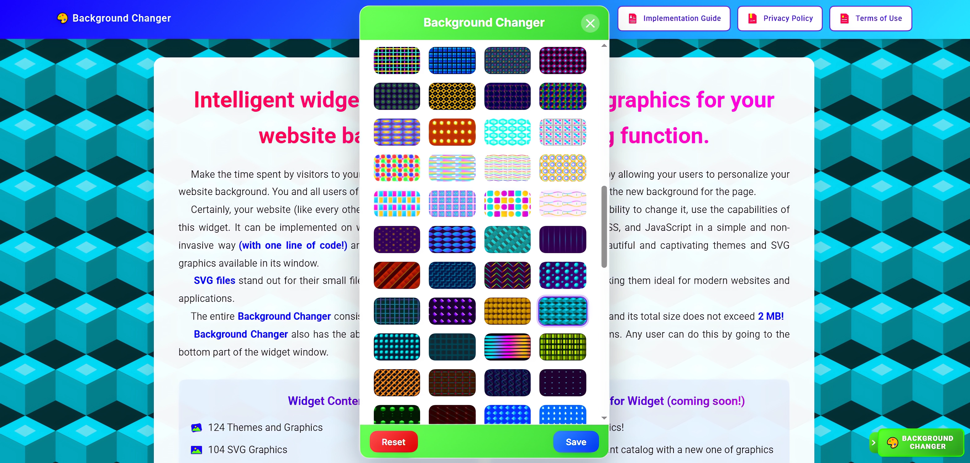 Example of Background Personalization Widget Opt.1