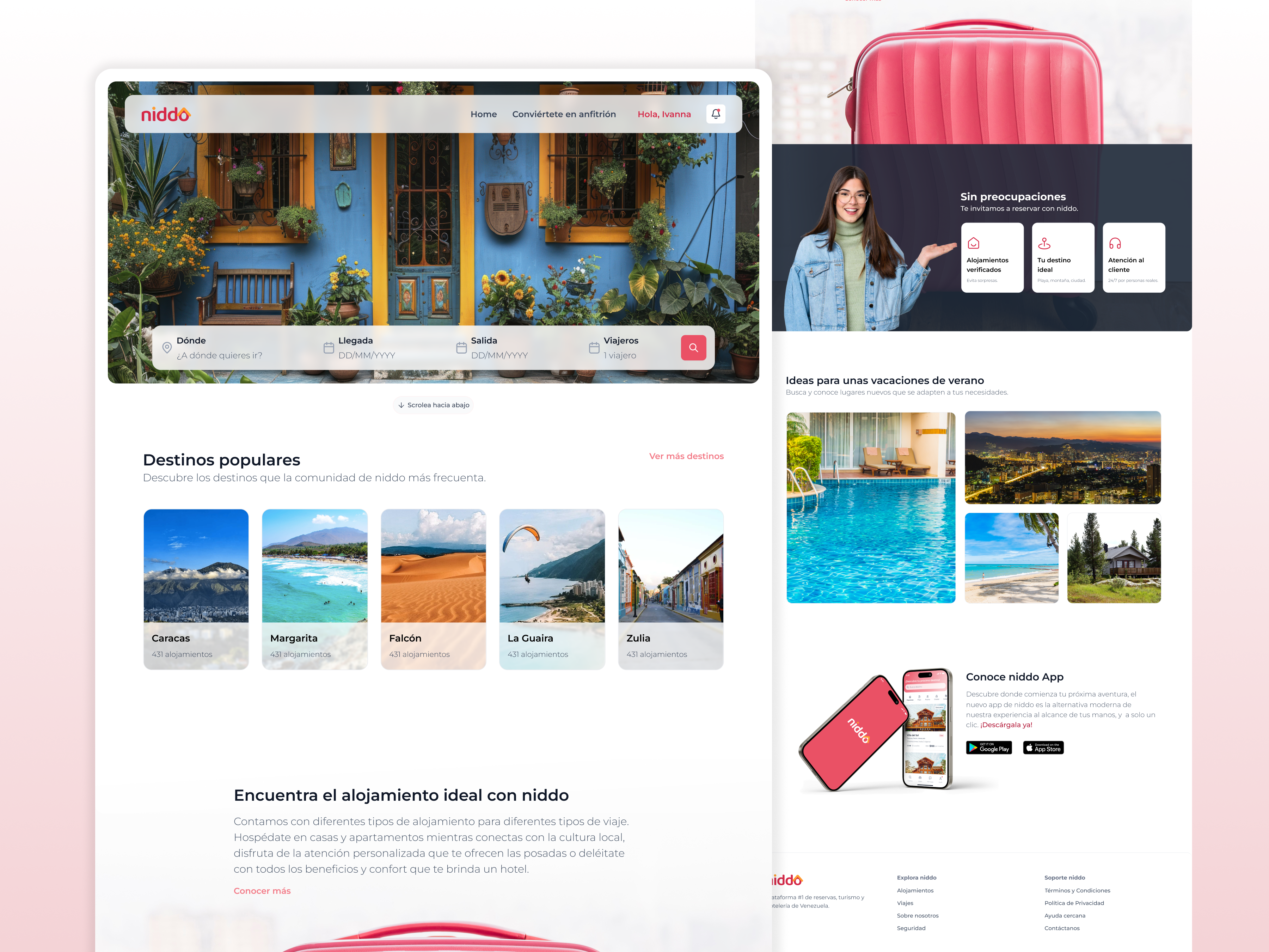 Hospitality landing page UI