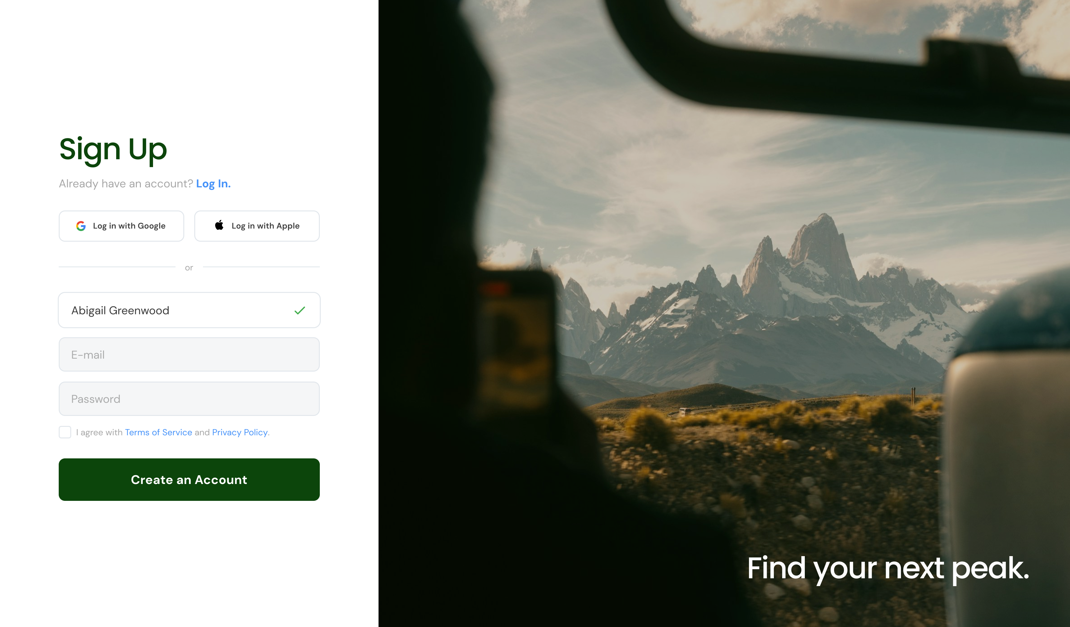 Travel App - Sign Up Page daily ui sign up ui design