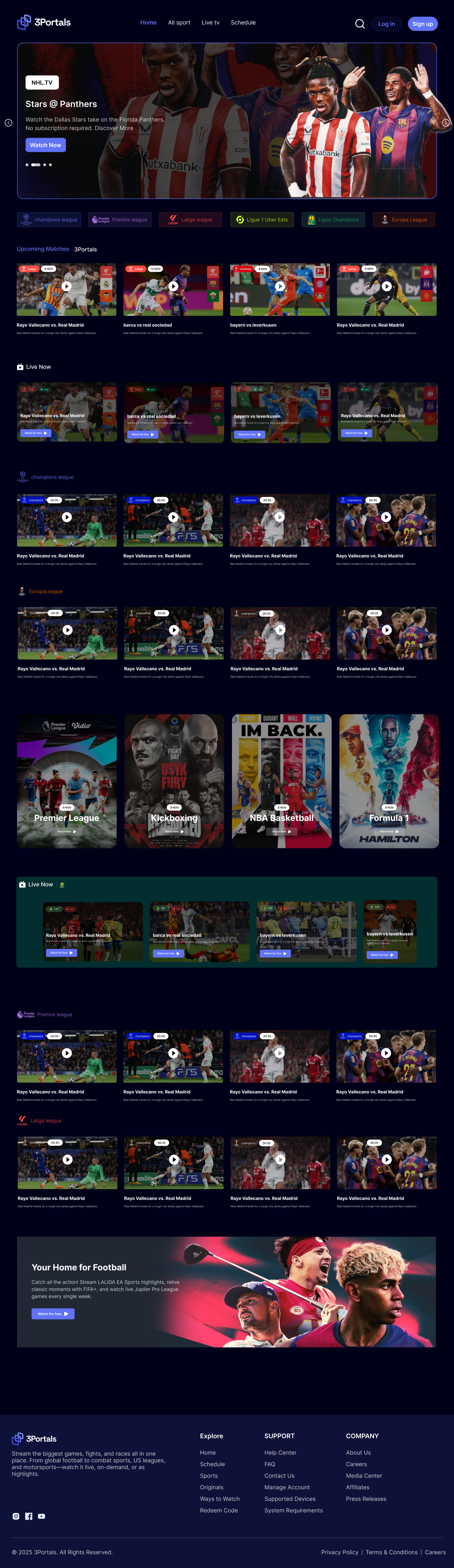 OTT Sports Landing Page Design