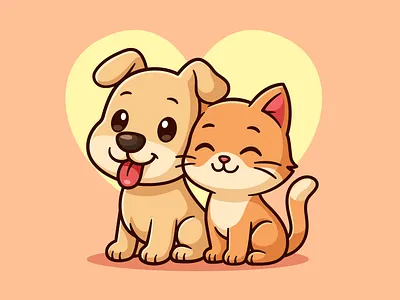 Best friends come in paws 🐾💛 animals best friend branding cat character cute dog doodle family flat friendship icon illustration kitten logo love paw pet puppy team