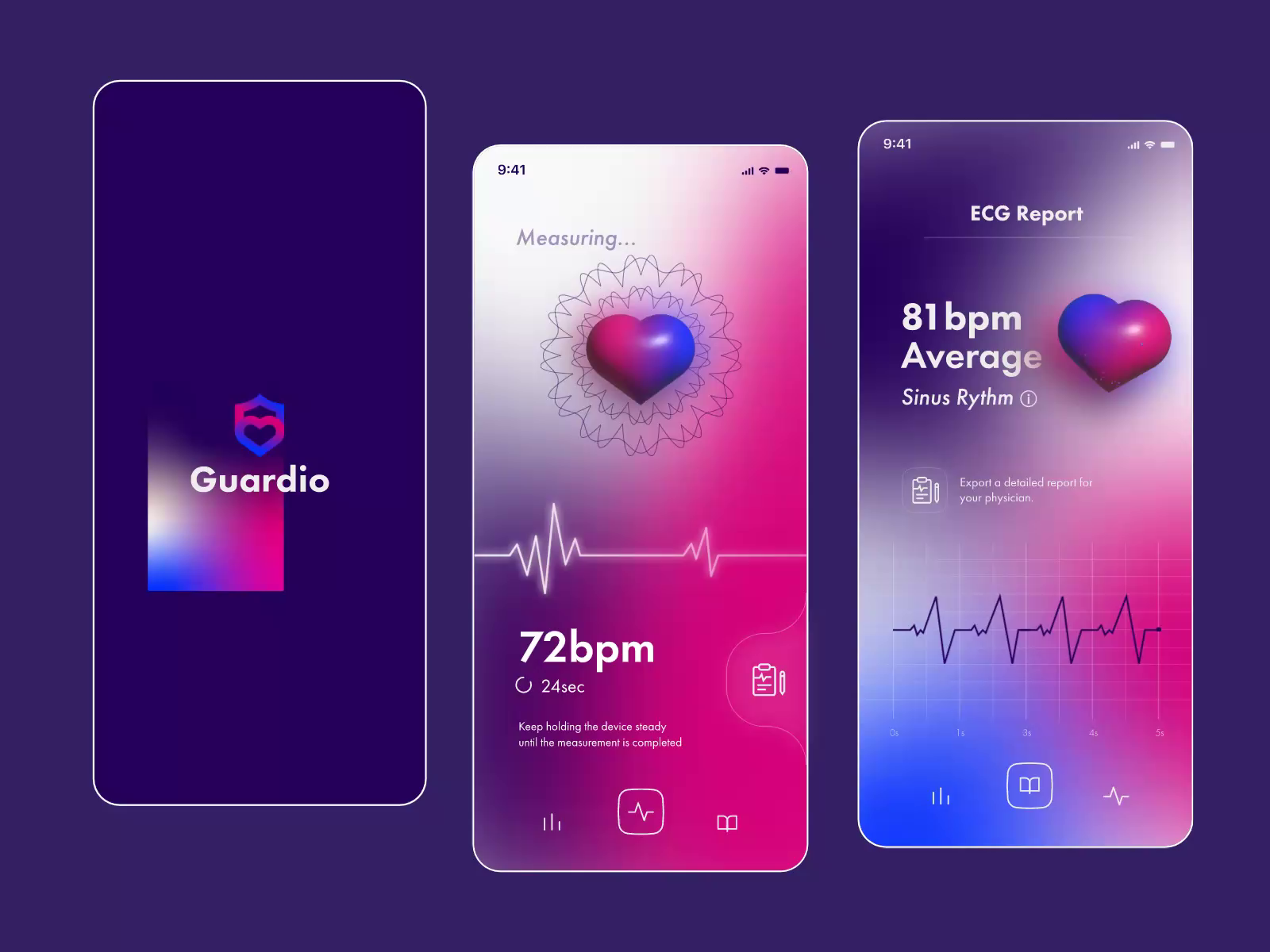 Heart rate monitor ECG app animations by Muhammad Ashour on Dribbble