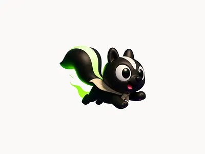 Pew - Little Skunk 3d 3d character animal animal character branding character cute cute character graphic design illustration mascot pew skunk strip