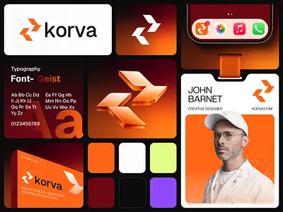 KORVA Logo Branding Design aerospace agency logo brand identity brand logo branding k letter mark k modern logo korva korva logo logo logodesign minimal logo monogram orange color orange color logo plane logo saas logo top logo top logo google wordmark