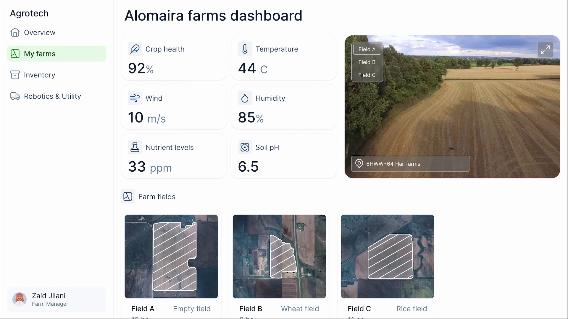 Agrotech - automated farming dashboard