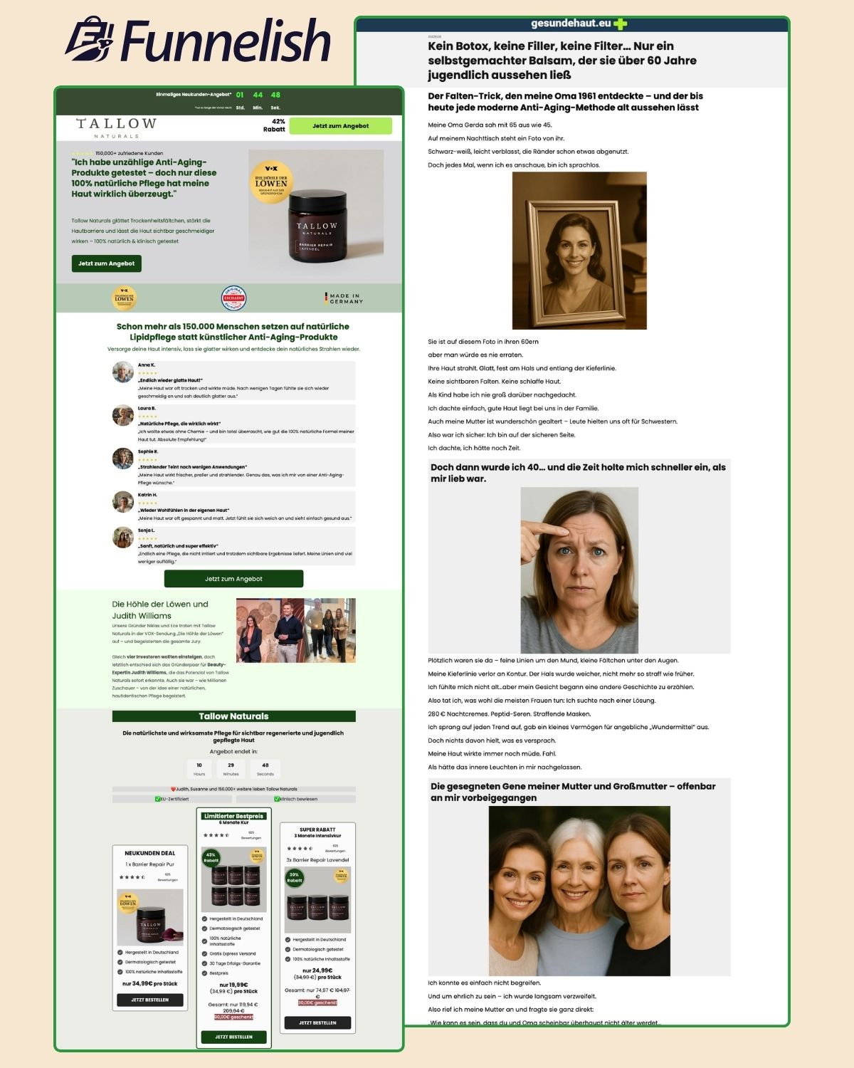 Tallow Naturals Funnel | Funnelish Template funnelish funnelish advertorial page funnelish expert funnelish product page funnelish template