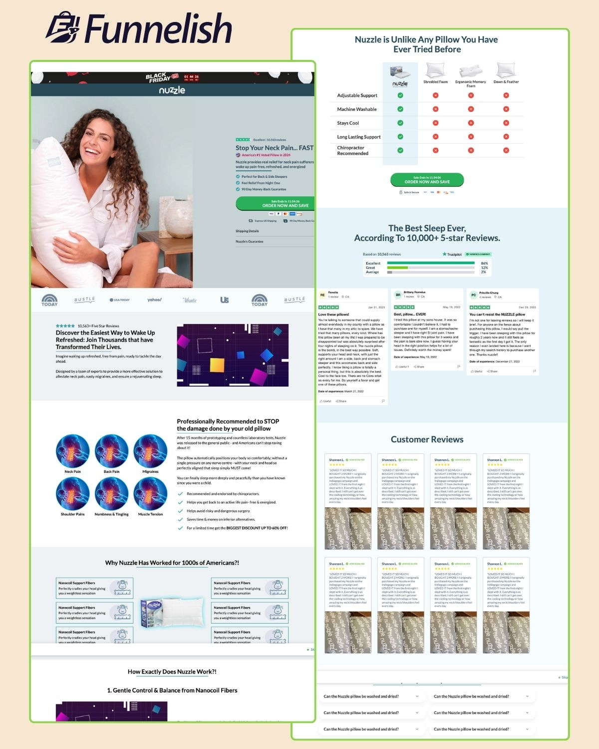 Nuzzle Pillow Product Page | Funnelish Template funnelish funnelish expert funnelish product page funnelish template