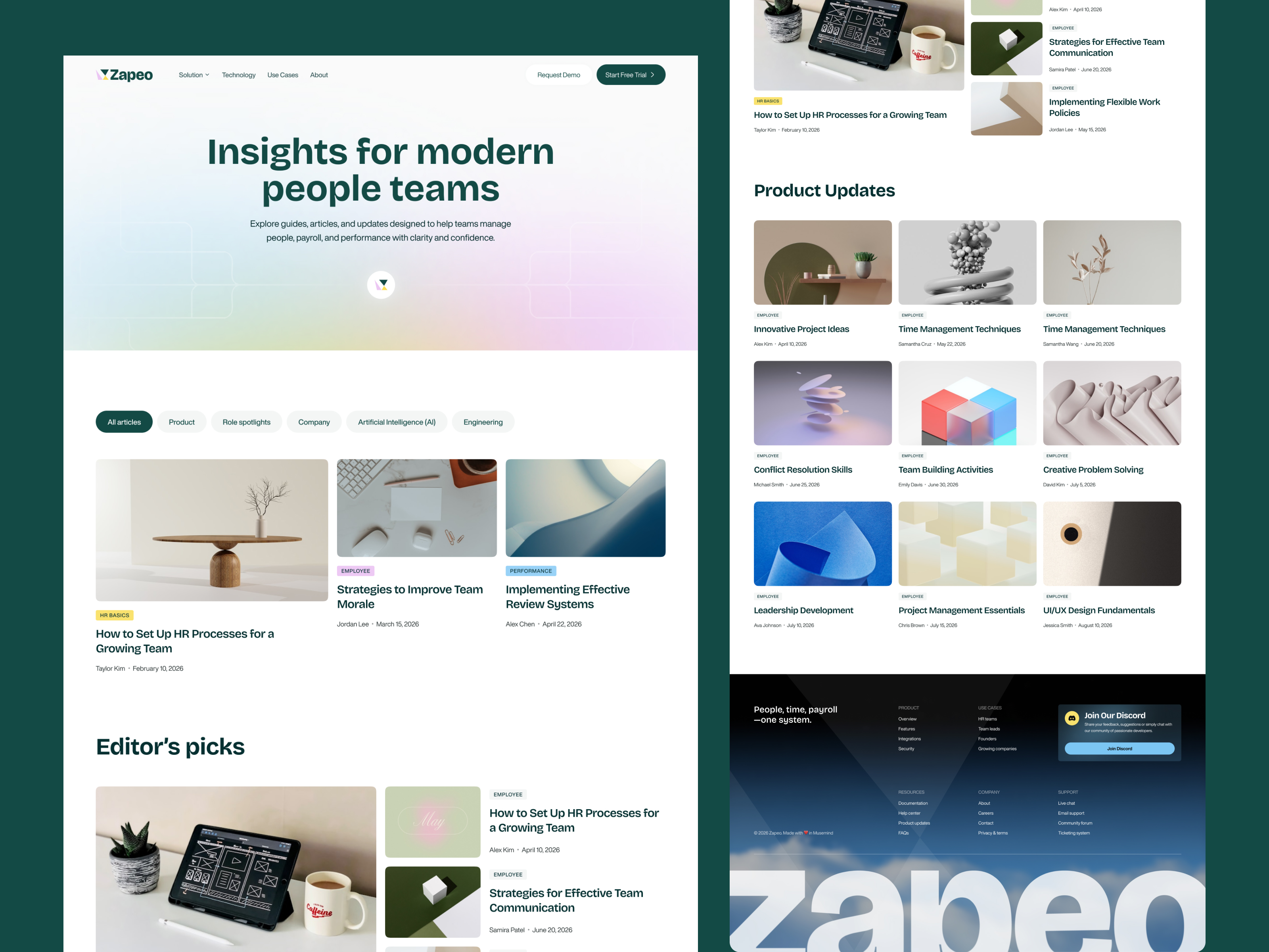 Zapeo - SaaS Blog Page Design
