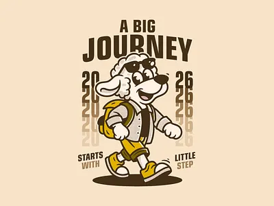 Walking sheep character big journey cartoon character cute sheep illustration inspirational design little steps motivational quote positive mindset print ready design retro cartoon style self growth streetwear graphic success motivation t shirt artwork typography design walking mascot