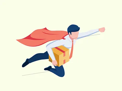 Super Businessman Delivering Parcel Animation animation branding customer delivery design devices graphic design hero illustration logo morph parcel super ui vector