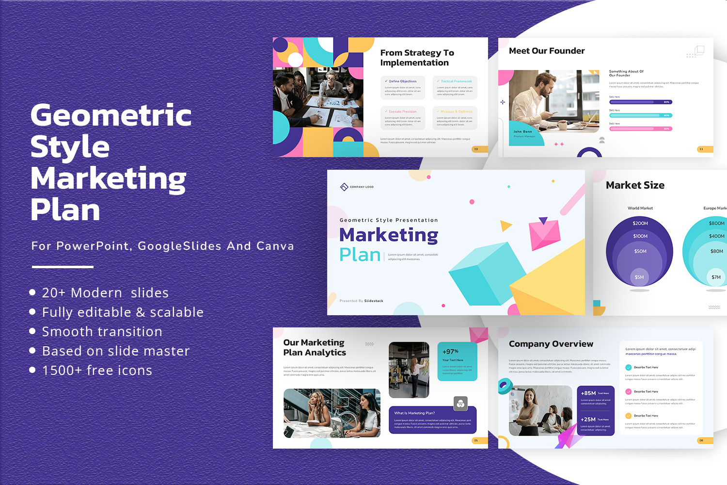 Geometric Style Marketing Plan Presentation branding business charts clean corporate creative data design editable geometric layout marketing modern plan presentation professional slides strategy template visuals