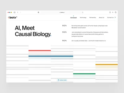 biotxai: Causal Genomics & Drug Discovery - Hero Pattern Section bioinformatics website biology web design biotech biotech website biotechnology causal genomics clean clinical research colorful drug discovery ui drug discovery website genetics website genomics website life science website mendelian randomization minimal modern precision medicine precision medicine website science design