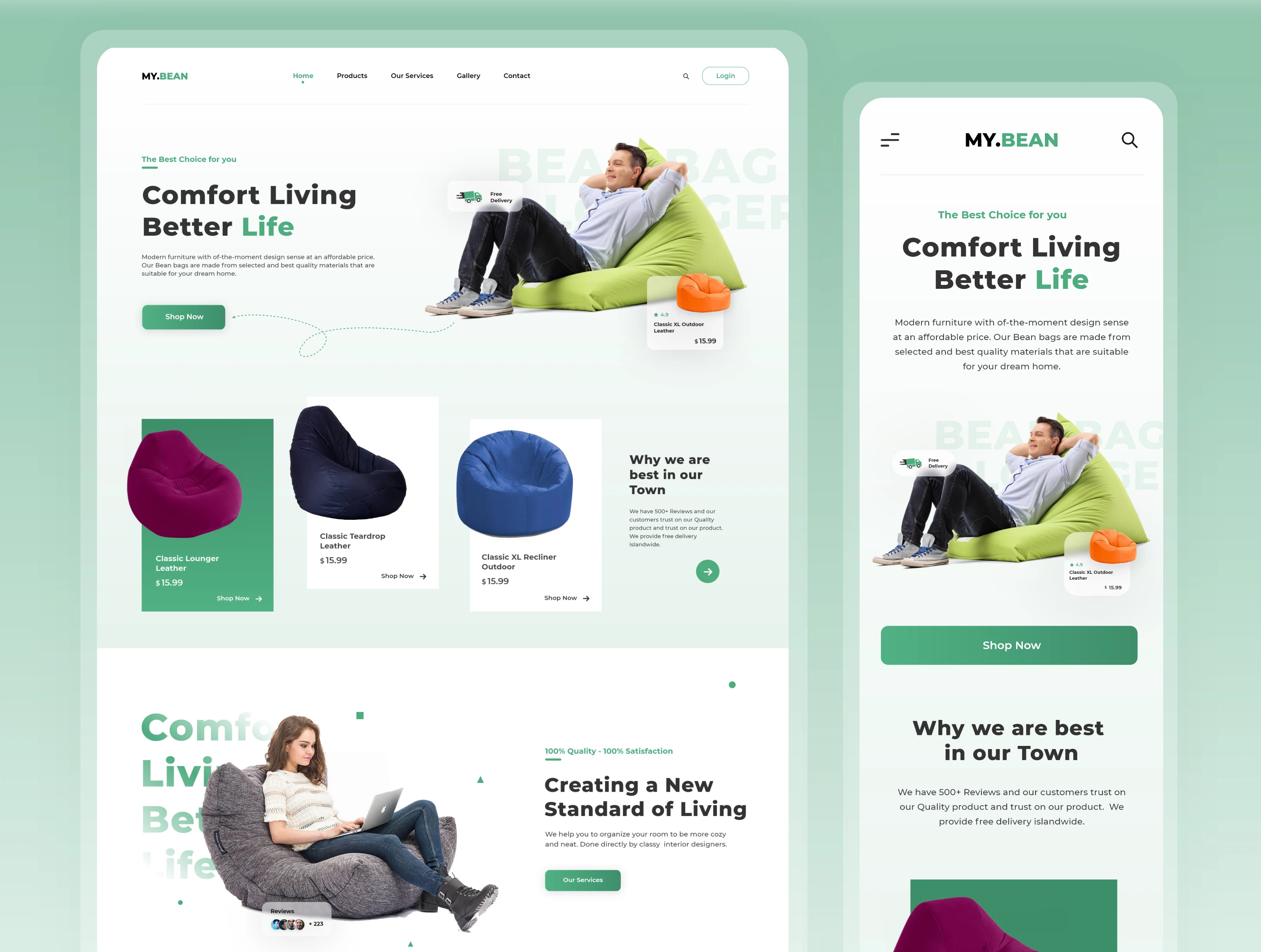 MY.BEAN – Furniture E-commerce Landing Page