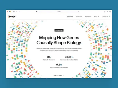biotx.ai: Causal Genomics & Bioinformatics - Technology UI bioinformatics biotech biotech branding biotech website biotechnology causal genomics clean clinical research website drug discovery ui drug discovery website genetics website genome genomics human genome life sciences website mendelian randomization minimal precision medicine precision medicine website science design