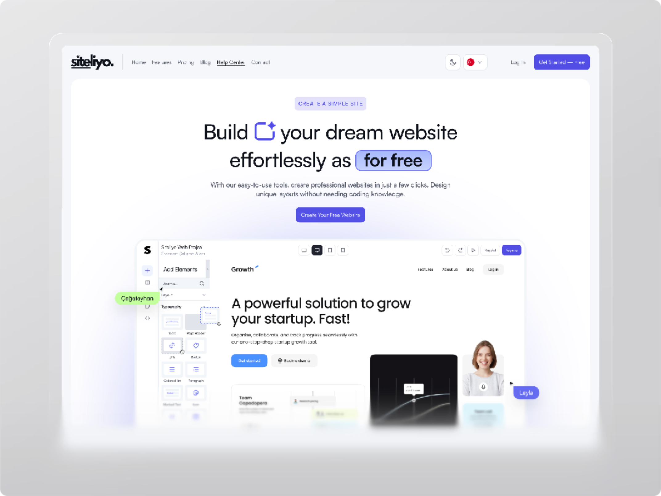 Example of Siteliyo No-Code Website Builder UI/UX Product Design