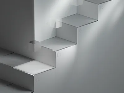 One step at a time 3d clean cube icons lighting redshift relax stairs steps