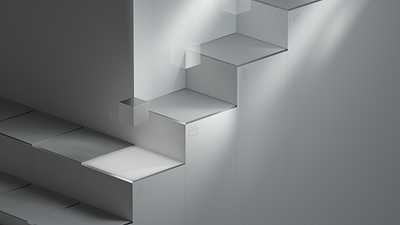 One step at a time 3d clean cube icons lighting redshift relax stairs steps
