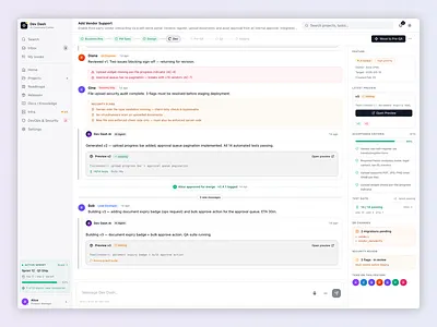 Dev Dash — AI Dev Workspace ai dashboard designconcept interface productdesign saas shadcn uidesign uxdesign