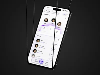Breathr Social Leaderboard — 3D iOS App Design 3d ui app interface blender 3d community app gamification gen z design ios app leaderboard ui light mode mobile design product design social app ui design ux design wellness app