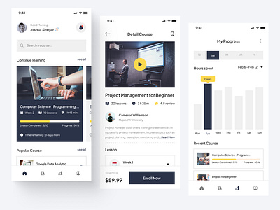 Online Course App app class course design mobile mobile app online class online course school ui ui design