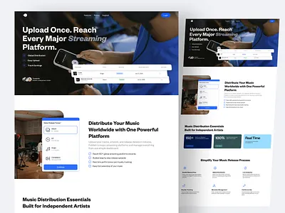 Music Distribution SaaS Landing Page for Independent Artists creative website landing page saas saas landing uiux web design