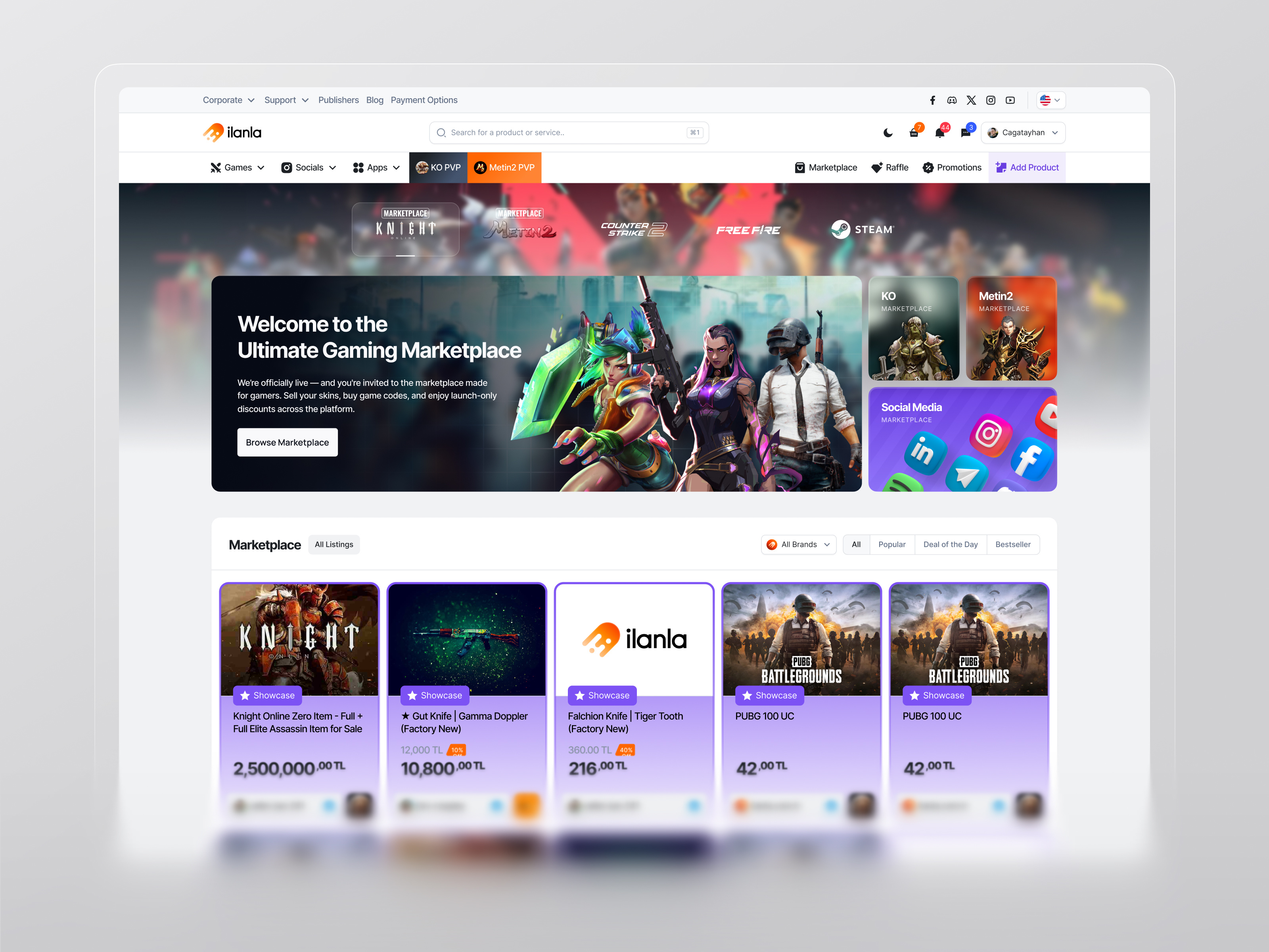 Ilanla Game Key Marketplace Product UI/UX Design by Beew branding case study dark and light ecommerce design epin tasarım figma game design game key game shop gaming logo design product design shopping ui ui design ux ux design