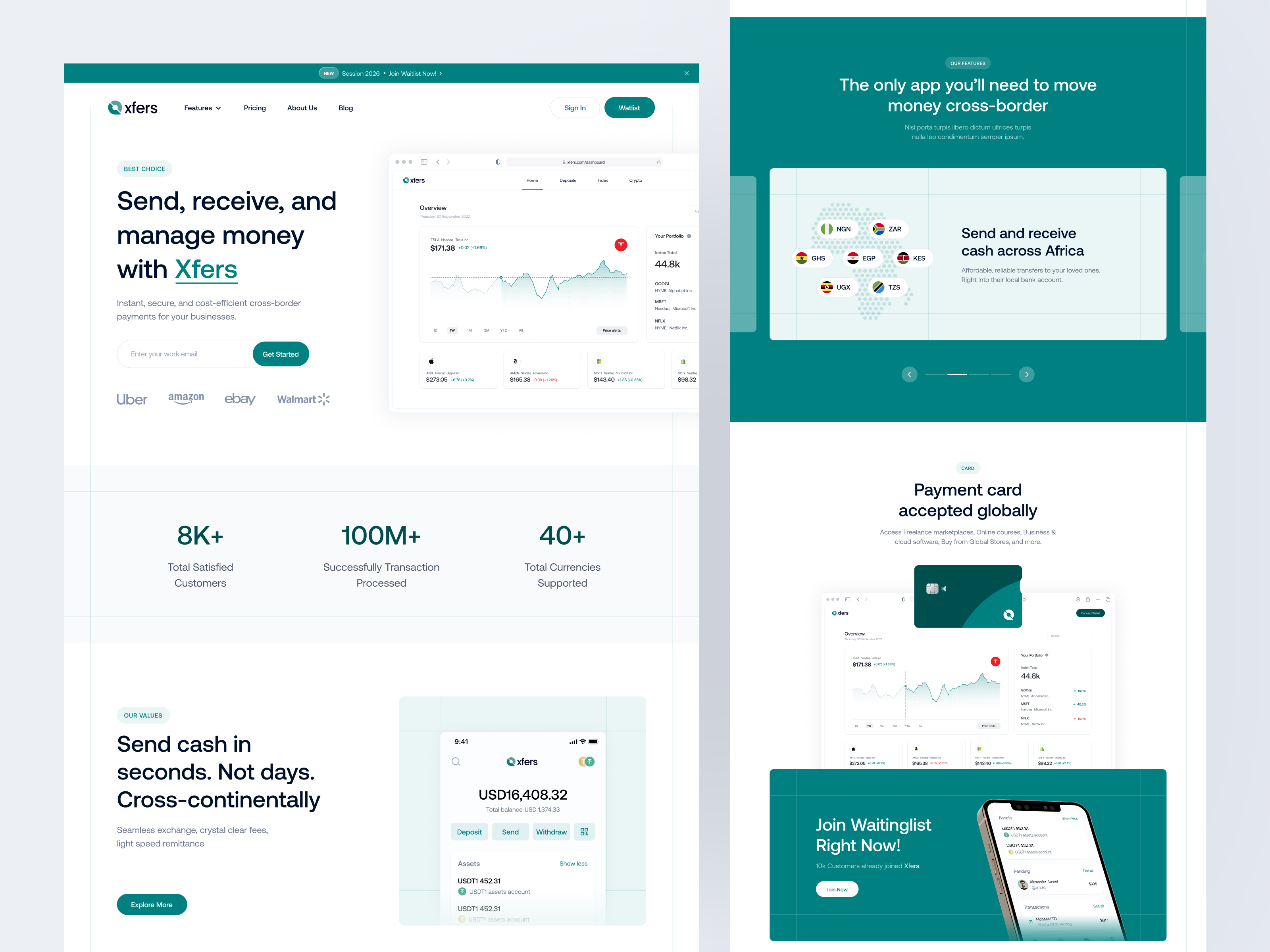 Xfers - Fintech Payment Landing Page