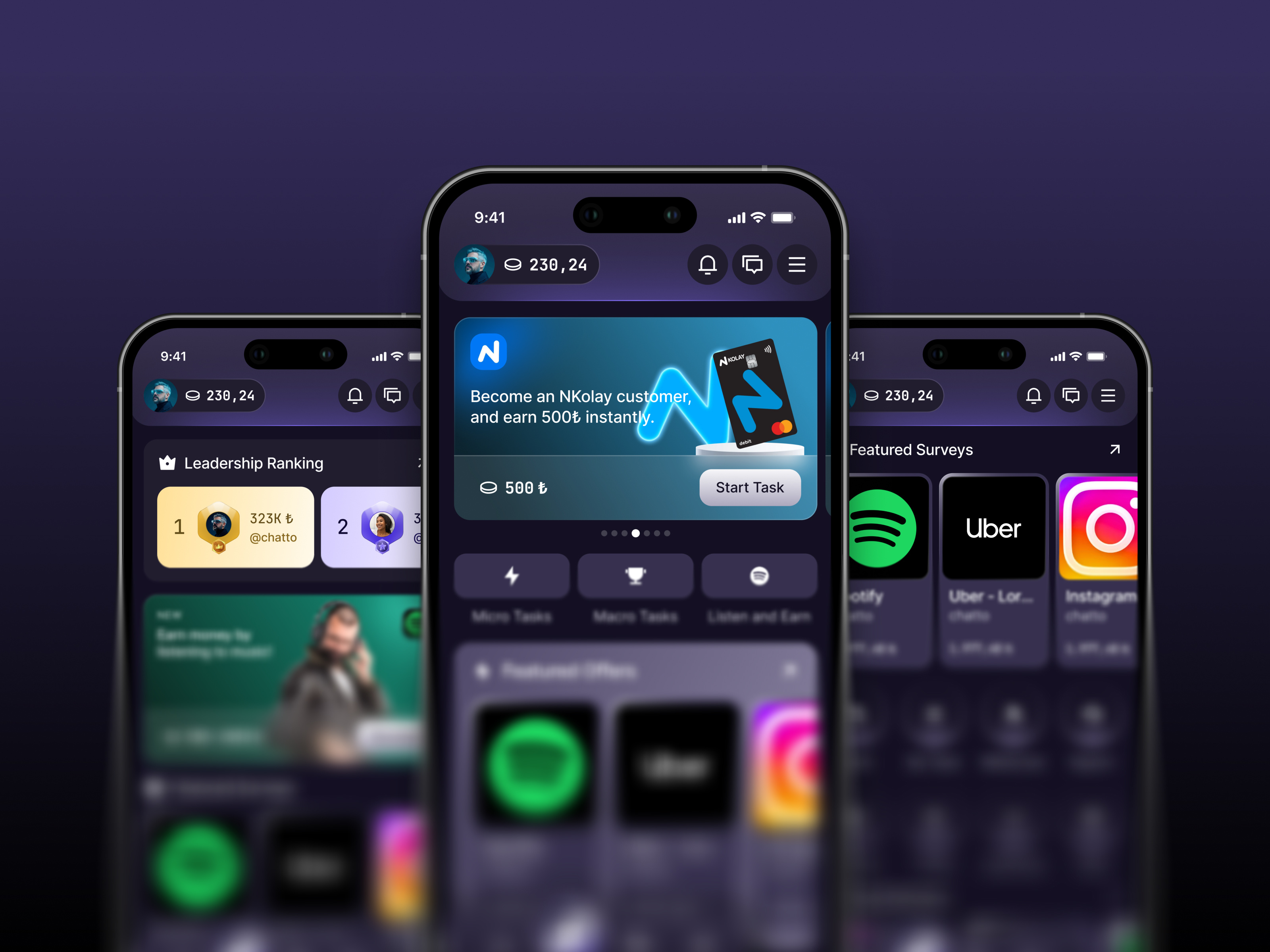 Kiqro Earn Rewards Task Mobile App UI/UX Design by Beew Studio app ui case study dark mode design earning app futuristic gamification kiqro light mode mobile app design rewards app task app ui design ux design
