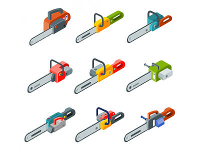 Chainsaw Isometric Icons cartooning chainsaw chainsaw icon design freebie icon set icons download illustration illustrator vector vector design vector download