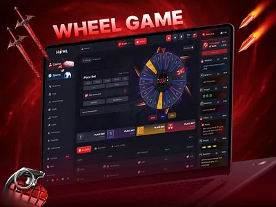 HOWL Casino Gambling - Wheel Game betandwin casinoplatform casinoui clean ui digital experience gamblinggame gameinterface gameux gaming dashboard gamingdesign jackpotspin multiplier onlinecasino red casino redtheme spintowin web app design wheelgame