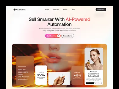 Quorvexa - AI Sales Agent Website Design ai ai driven marketing ai marketing automation ai powered sales platform ui ai saas ai sales agent ai sales agent website design ai website ai website design ai workflow automation header hero section marketing automation sales agent sales and marketing design sales automation uiux